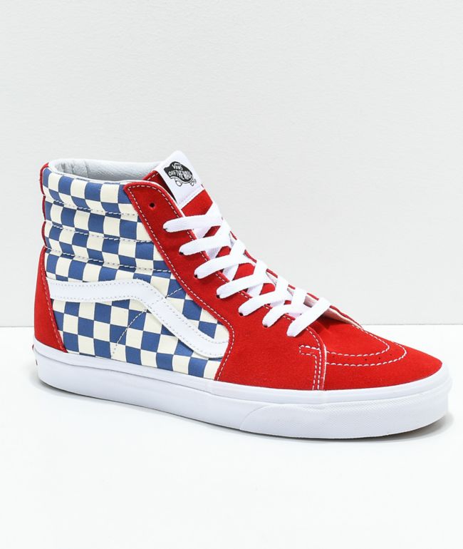 red and white checkered vans high tops